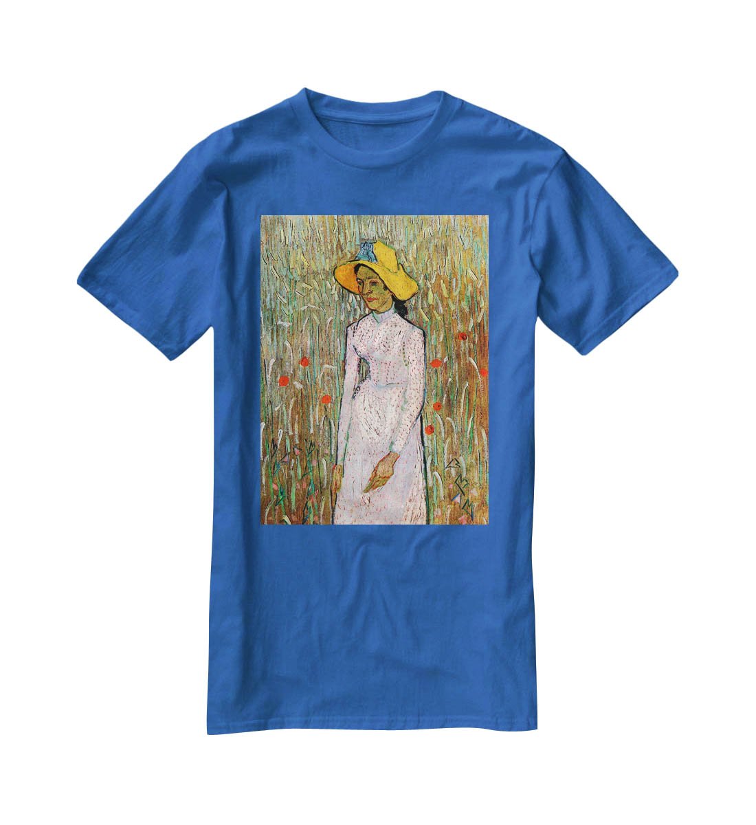 Young Girl Standing Against a Background of Wheat by Van Gogh T-Shirt - Canvas Art Rocks - 2
