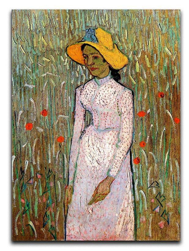 Young Girl Standing Against a Background of Wheat by Van Gogh Canvas Print & Poster  - Canvas Art Rocks - 1