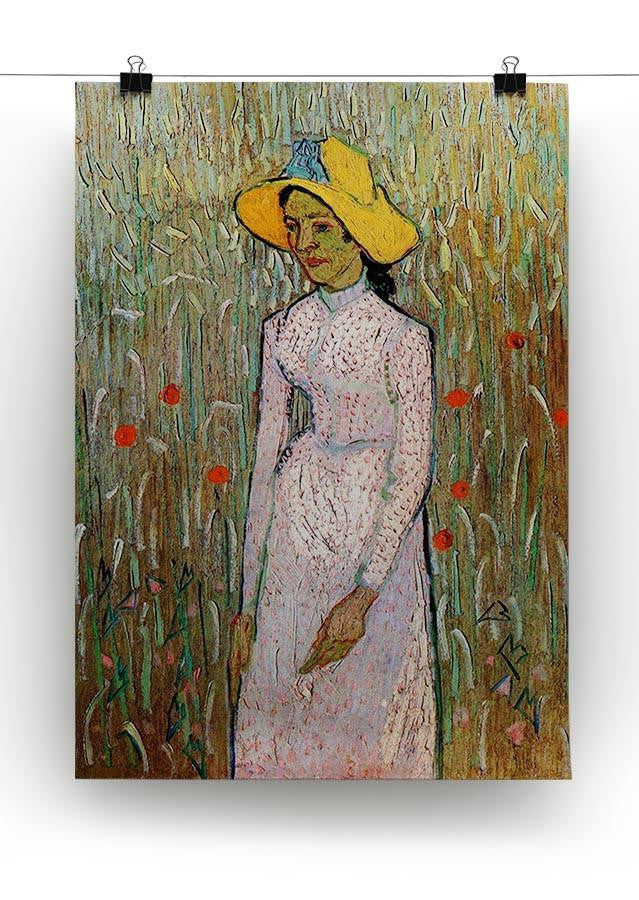 Young Girl Standing Against a Background of Wheat by Van Gogh Canvas Print & Poster - Canvas Art Rocks - 2