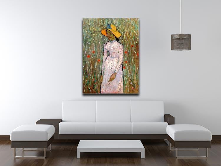 Young Girl Standing Against a Background of Wheat by Van Gogh Canvas Print & Poster - Canvas Art Rocks - 4