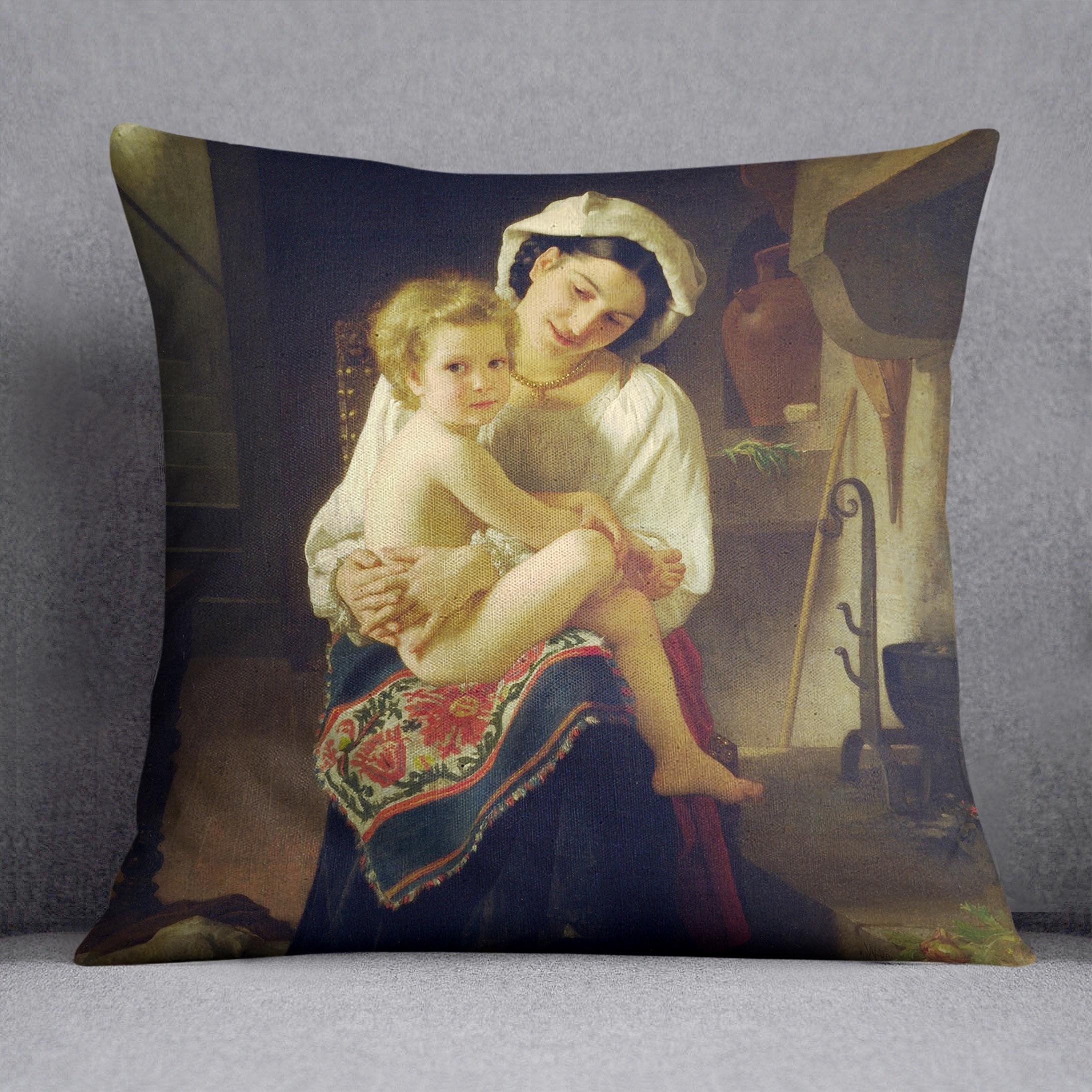 Young Mother Gazing At Her Child By Bouguereau Throw Pillow
