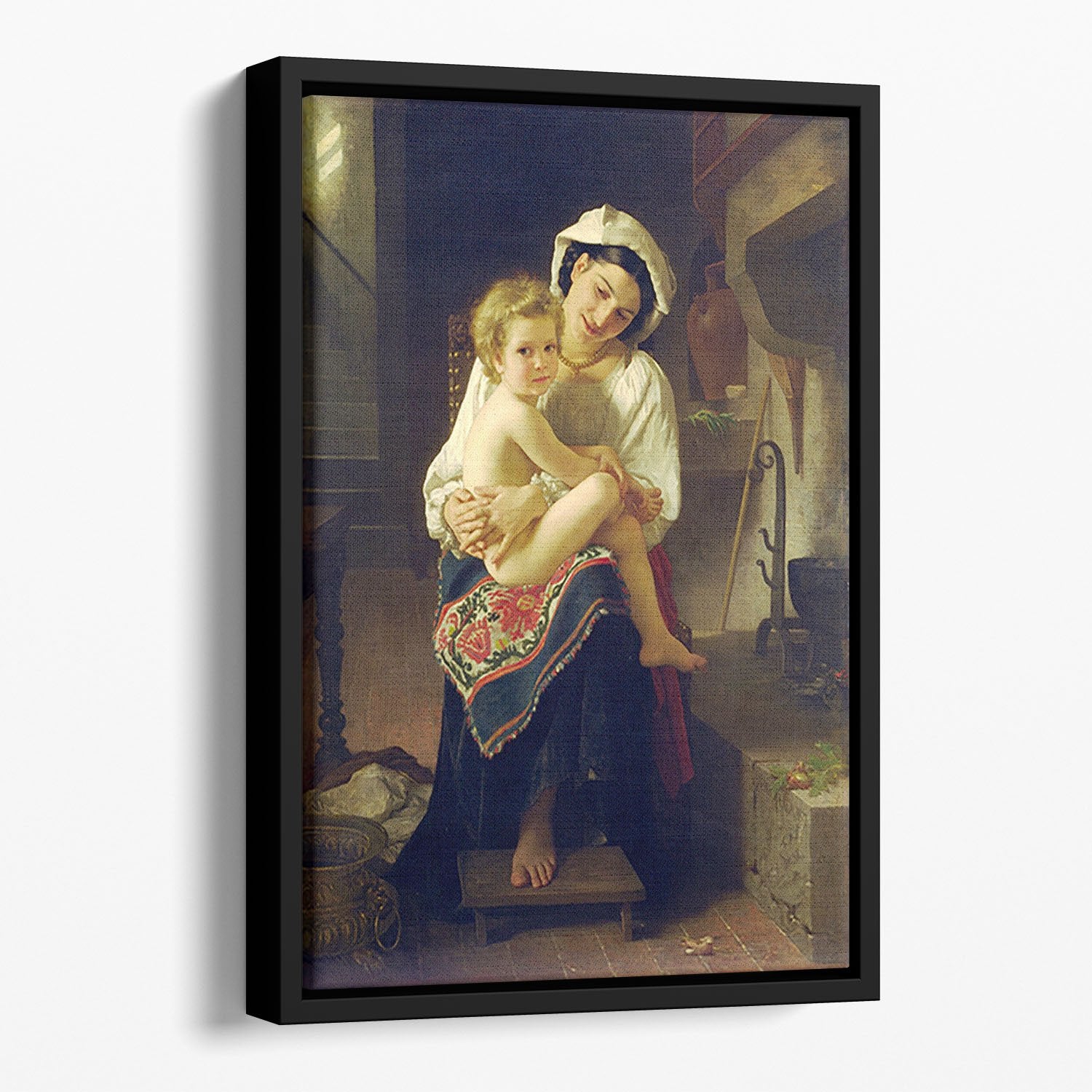 Young Mother Gazing At Her Child By Bouguereau Floating Framed Canvas