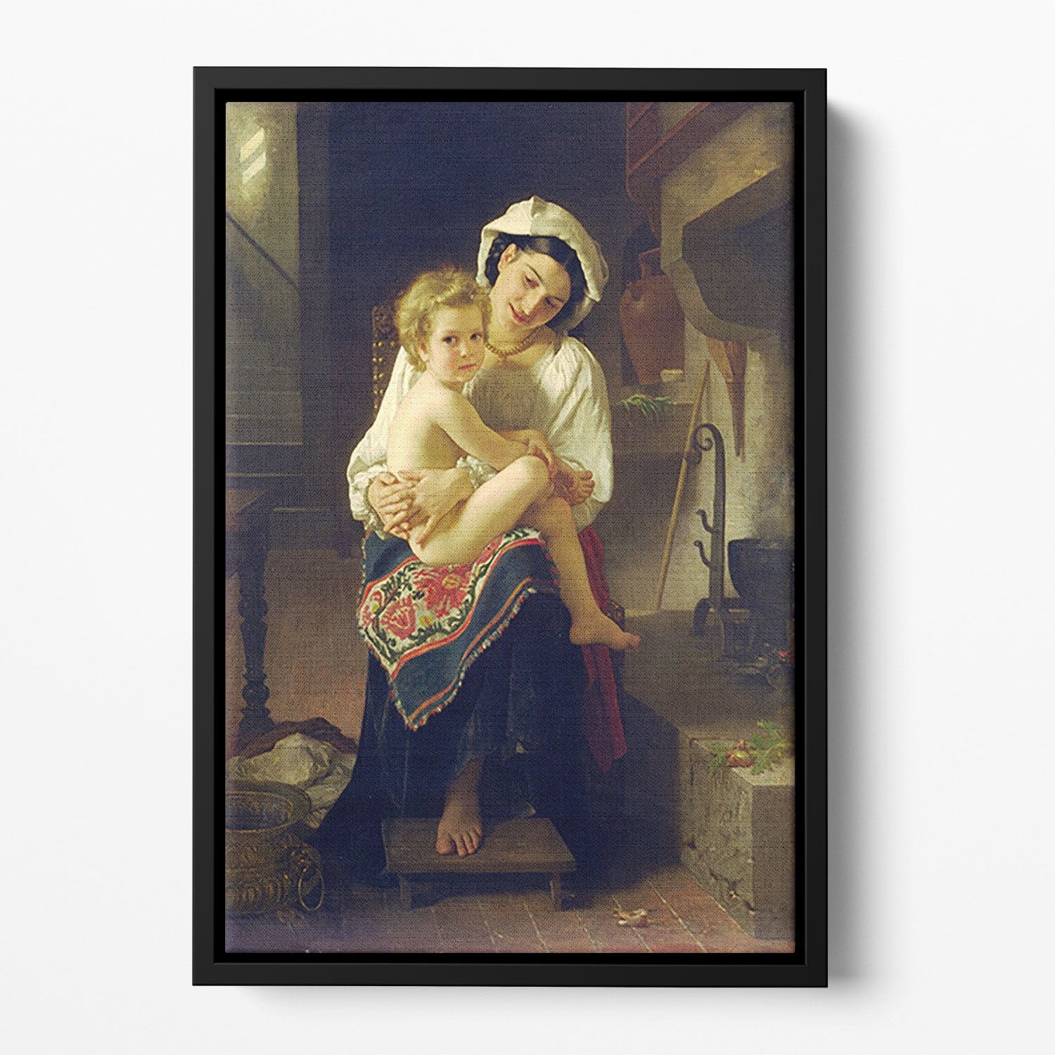 Young Mother Gazing At Her Child By Bouguereau Floating Framed Canvas