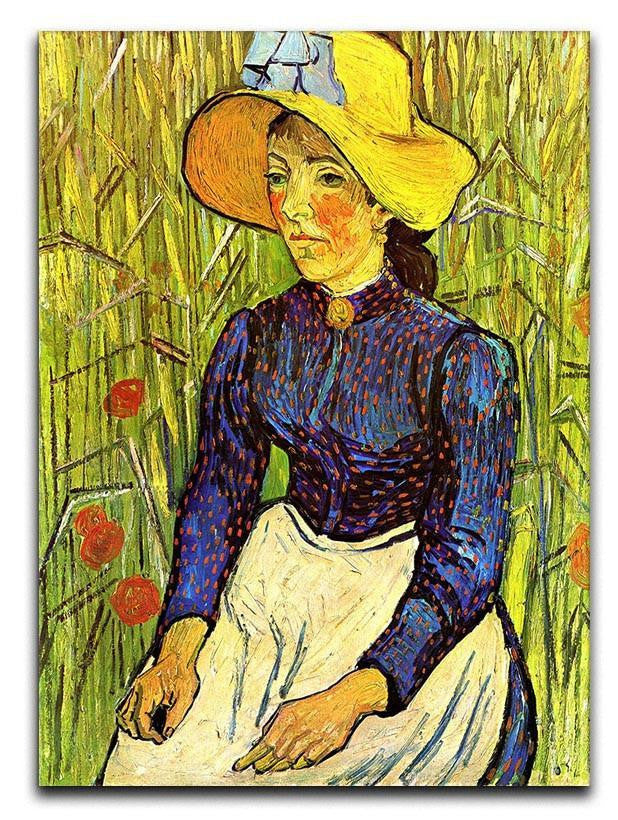 Young Peasant Woman with Straw Hat Sitting in the Wheat by Van Gogh Canvas Print & Poster  - Canvas Art Rocks - 1