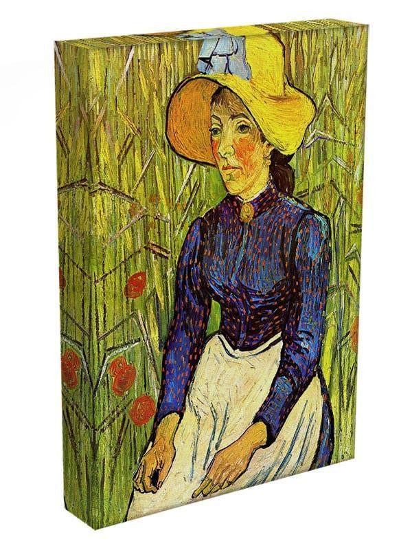 Young Peasant Woman with Straw Hat Sitting in the Wheat by Van Gogh Canvas Print & Poster - Canvas Art Rocks - 3