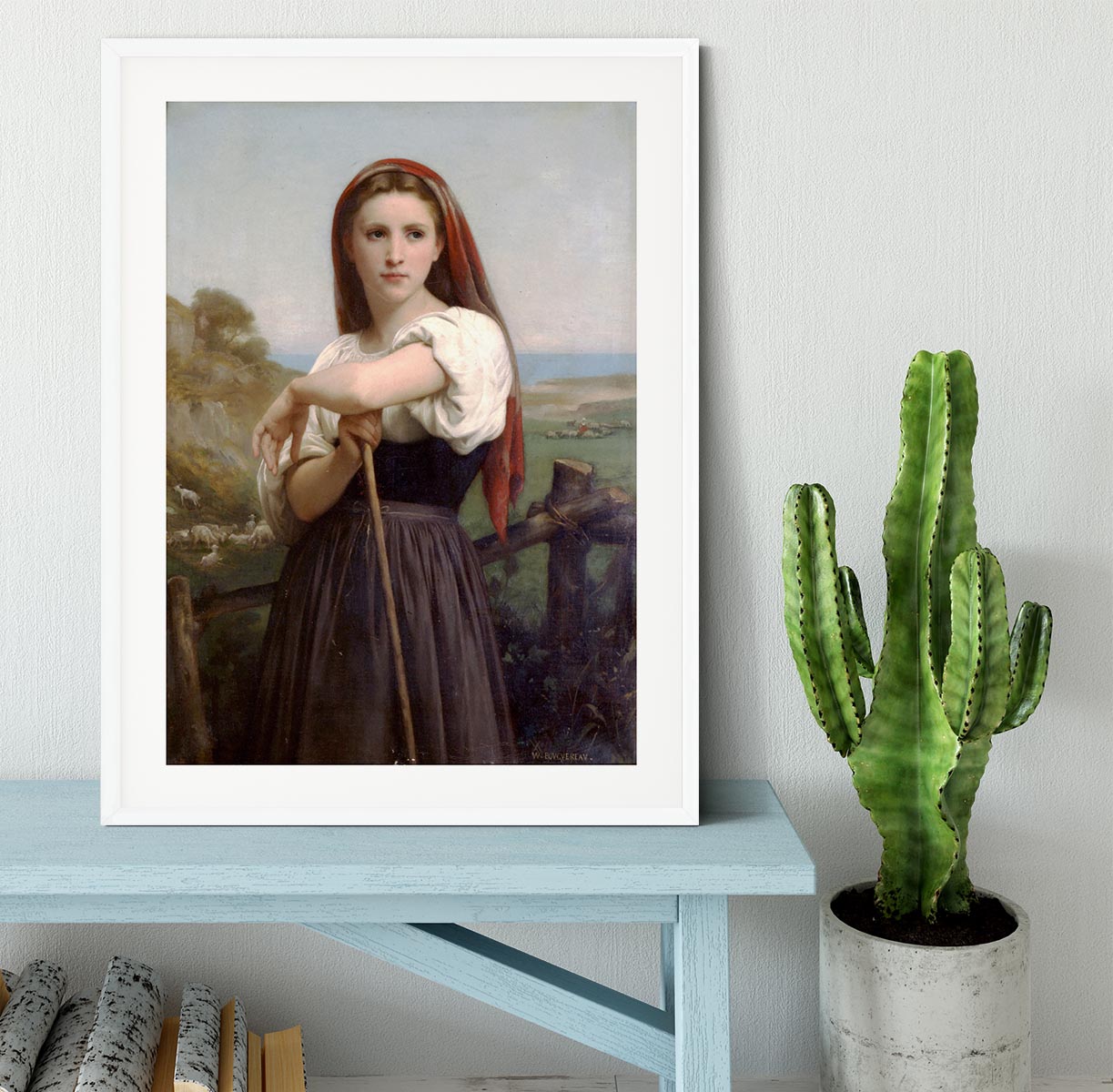 Young Shepherdess By Bouguereau Framed Print - Canvas Art Rocks - 5