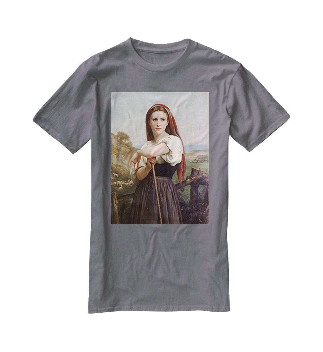 Young Shepherdess By Bouguereau T-Shirt - Canvas Art Rocks - 3