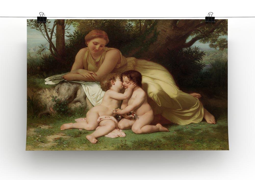 Young Woman Contemplating Two Embracing Children By Bouguereau Canvas Print or Poster - Canvas Art Rocks - 2