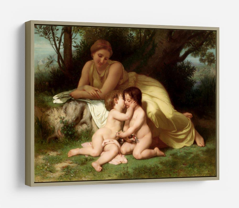 Young Woman Contemplating Two Embracing Children By Bouguereau HD Metal Print