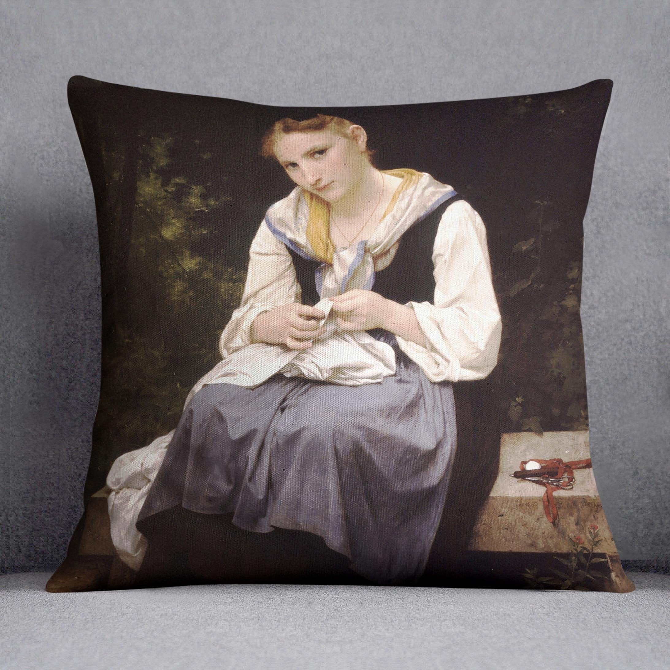Young Worker By Bouguereau Throw Pillow