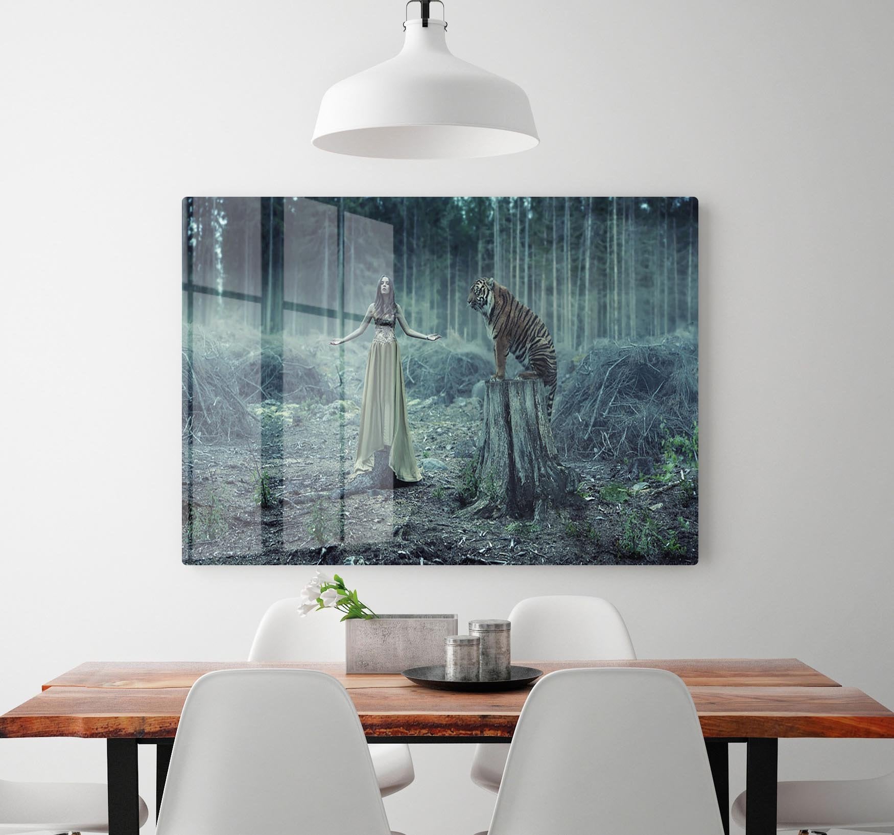 Young girl with a wild tiger HD Metal Print - Canvas Art Rocks - 2