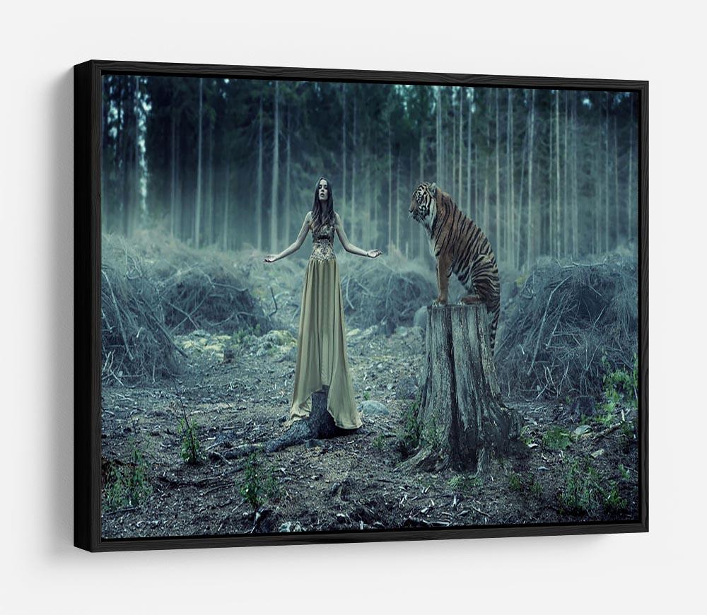 Young girl with a wild tiger HD Metal Print - Canvas Art Rocks - 6