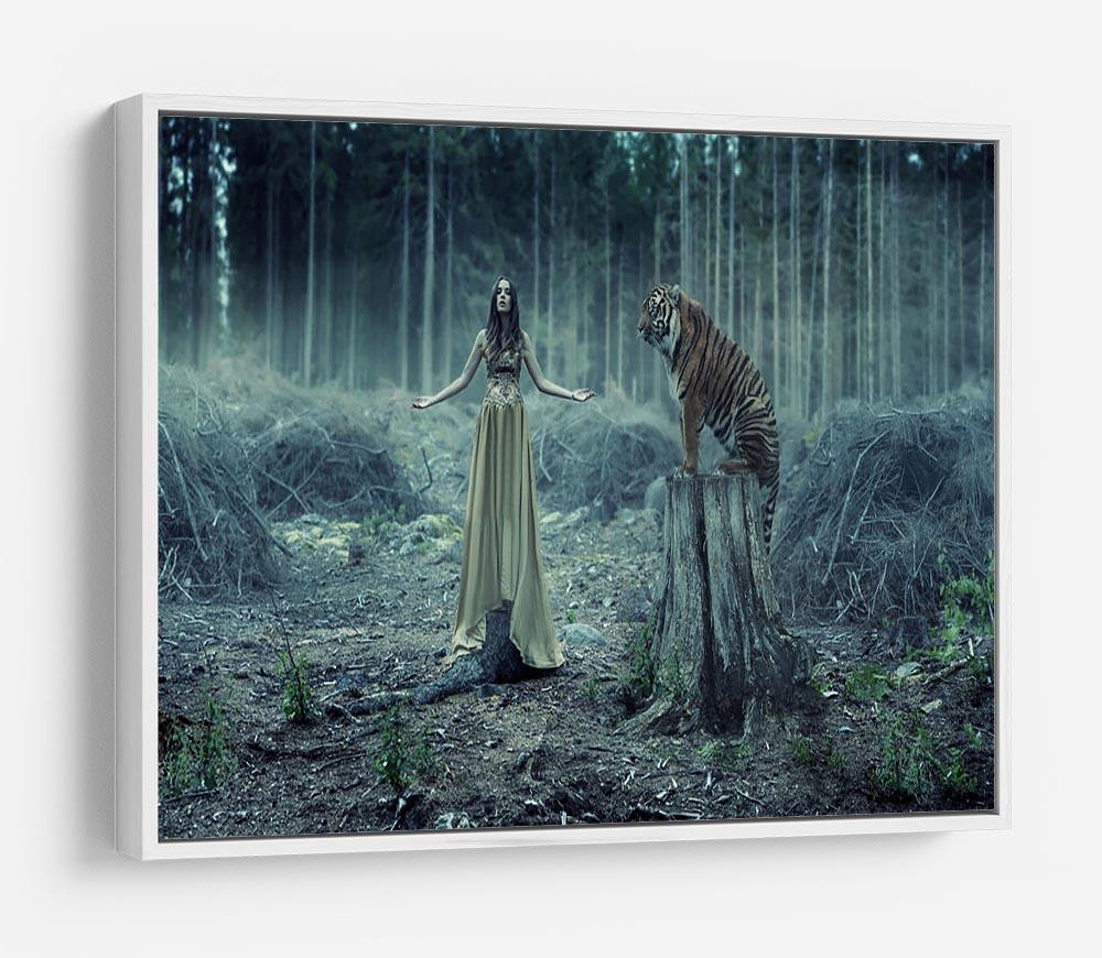 Young girl with a wild tiger HD Metal Print - Canvas Art Rocks - 7
