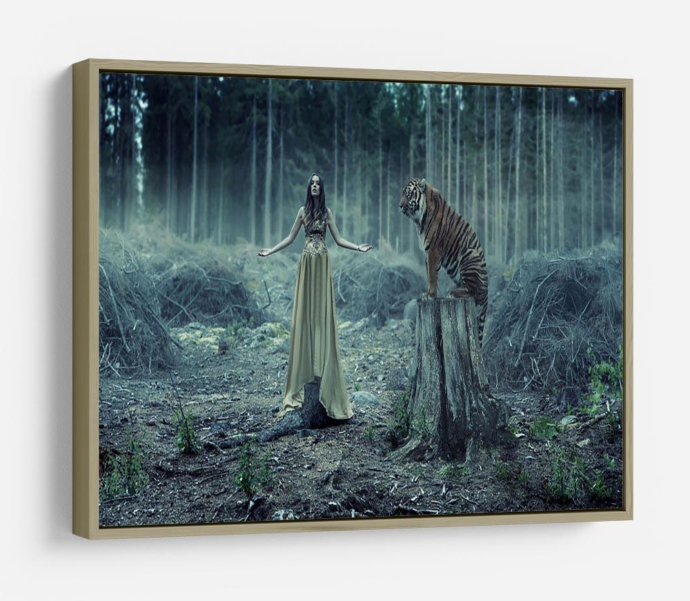 Young girl with a wild tiger HD Metal Print - Canvas Art Rocks - 8