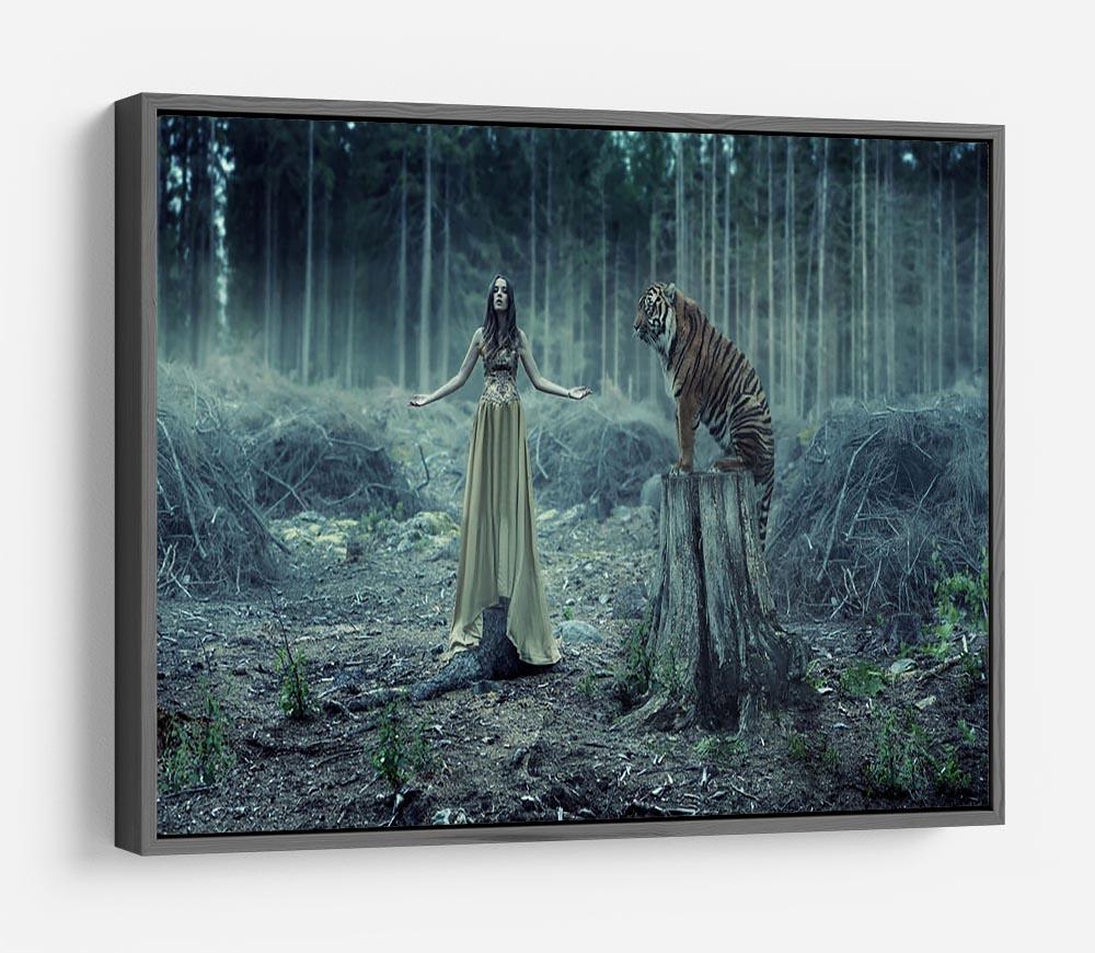 Young girl with a wild tiger HD Metal Print - Canvas Art Rocks - 9