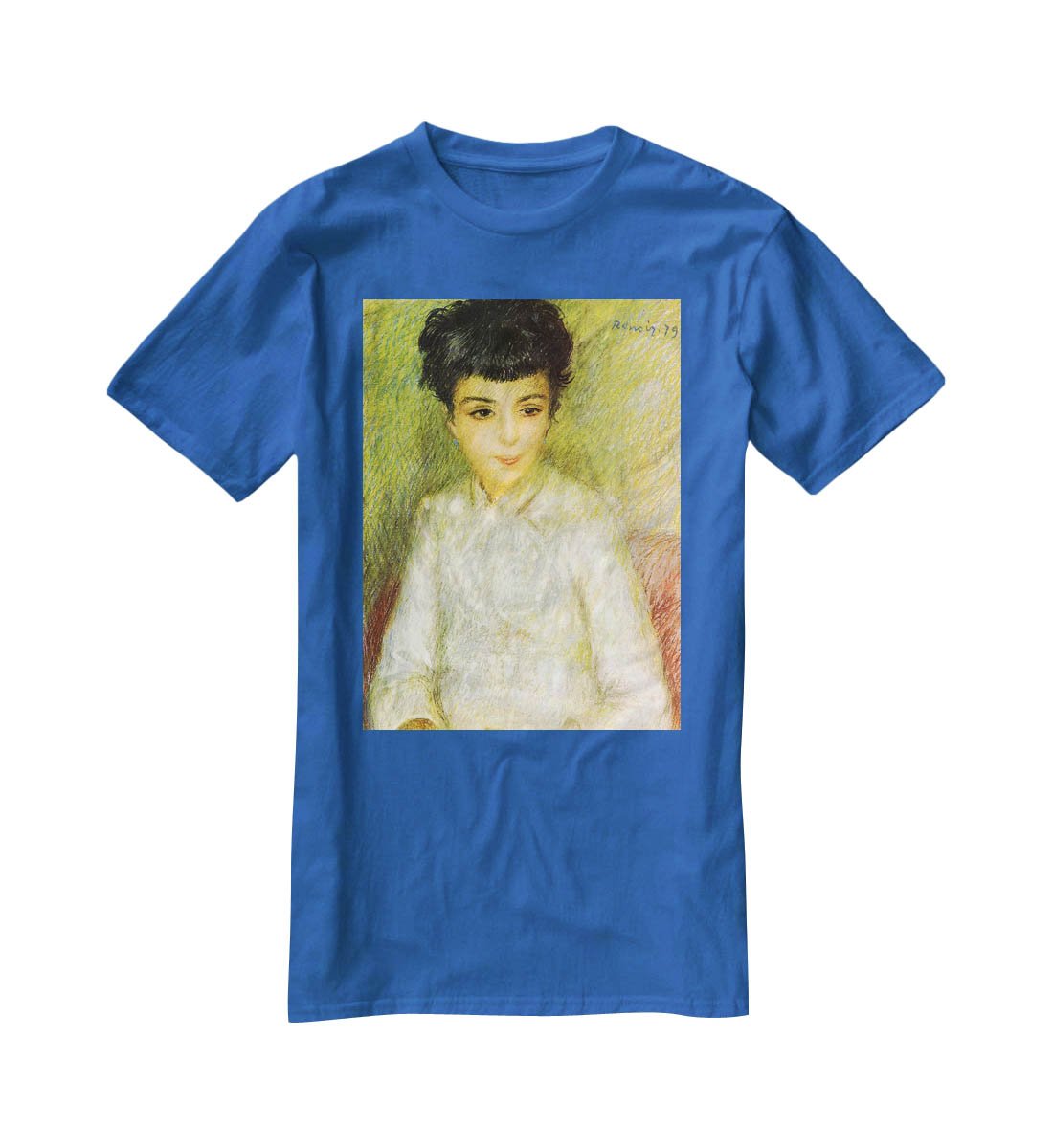 Young girl with brown hair by Renoir T-Shirt - Canvas Art Rocks - 2