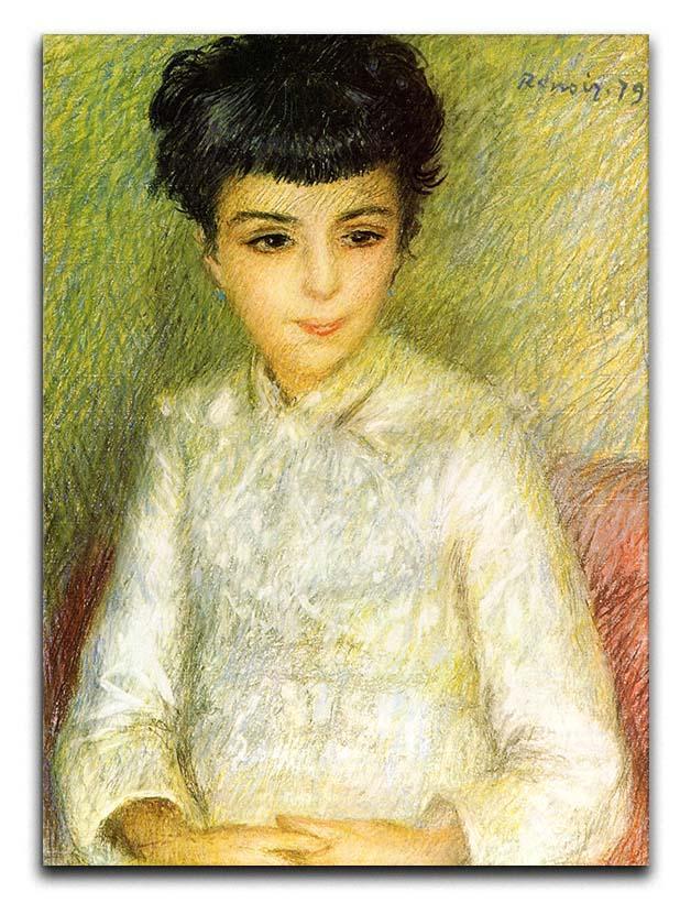 Young girl with brown hair by Renoir Canvas Print or Poster  - Canvas Art Rocks - 1
