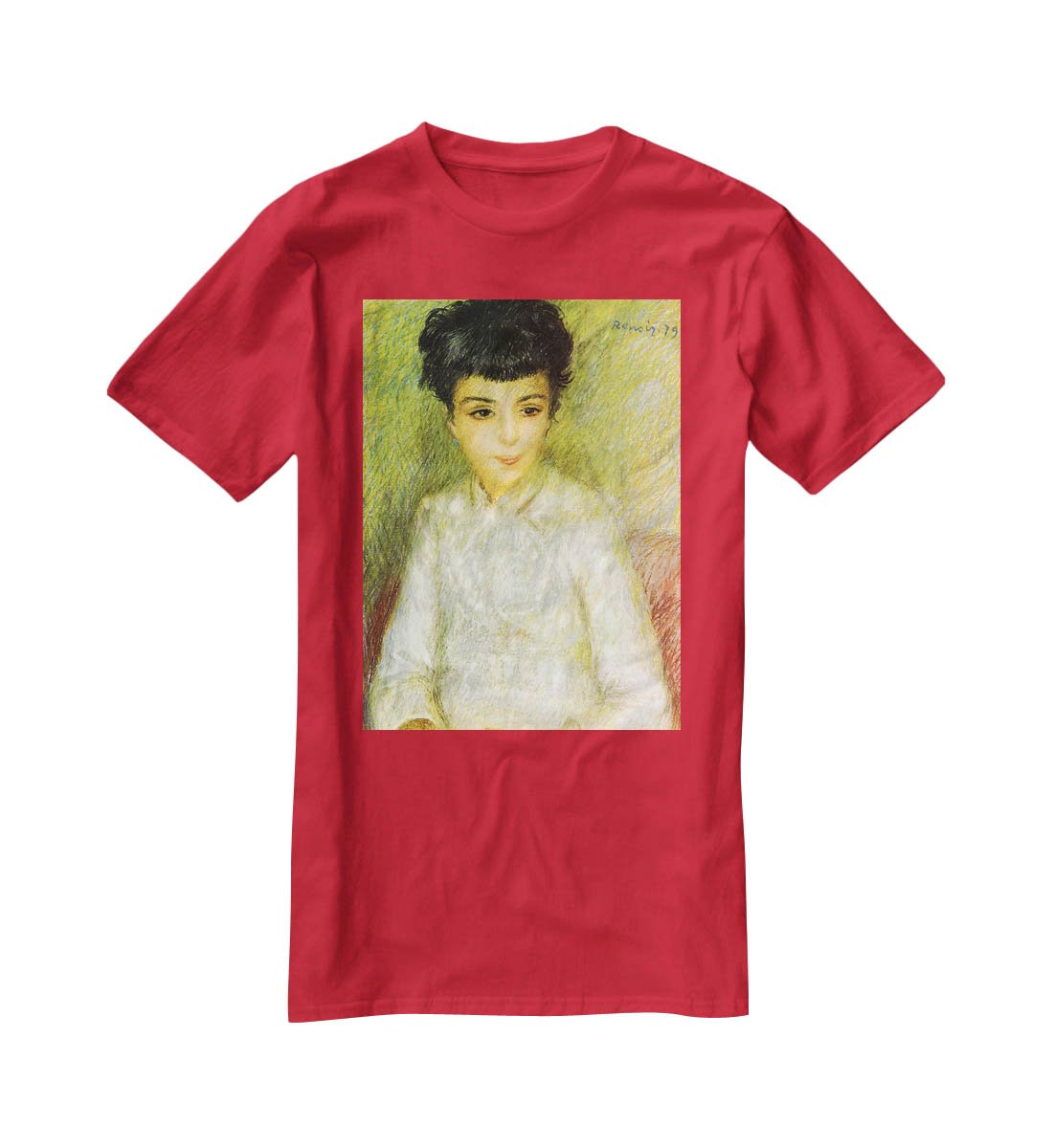 Young girl with brown hair by Renoir T-Shirt - Canvas Art Rocks - 4