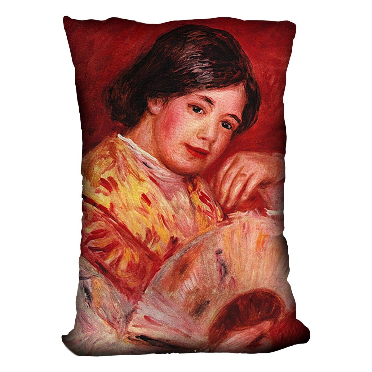 Young girl with fan by Renoir Throw Pillow
