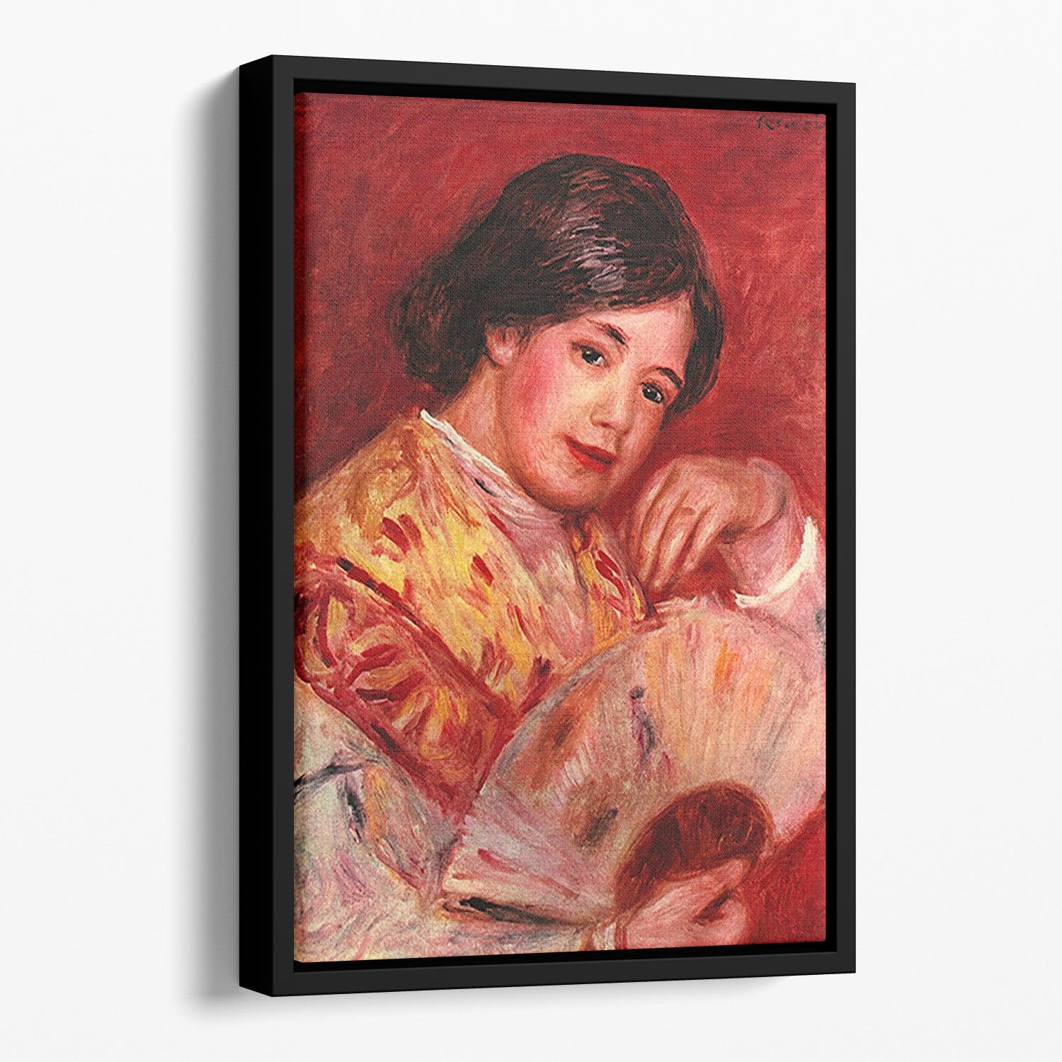 Young girl with fan by Renoir Floating Framed Canvas