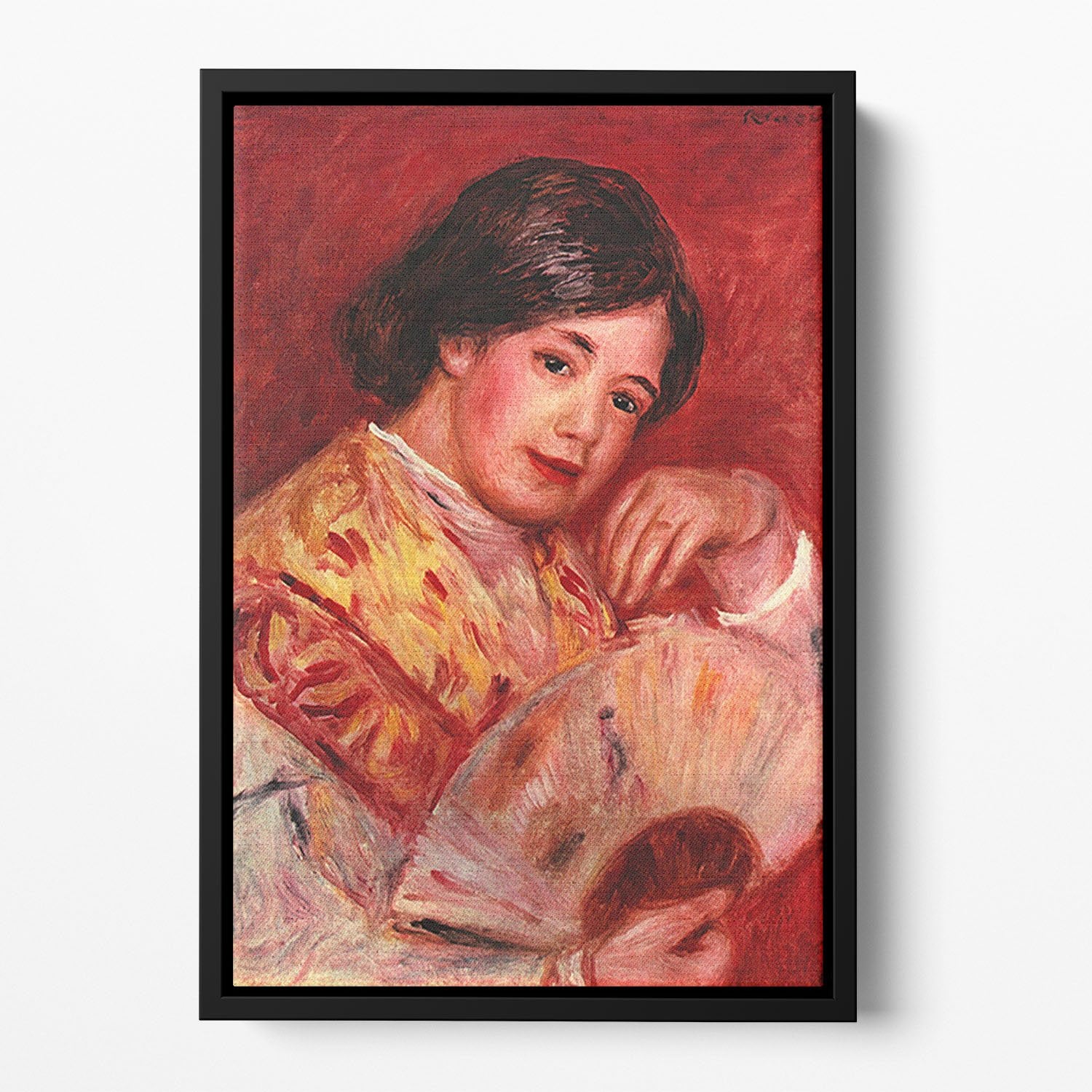 Young girl with fan by Renoir Floating Framed Canvas