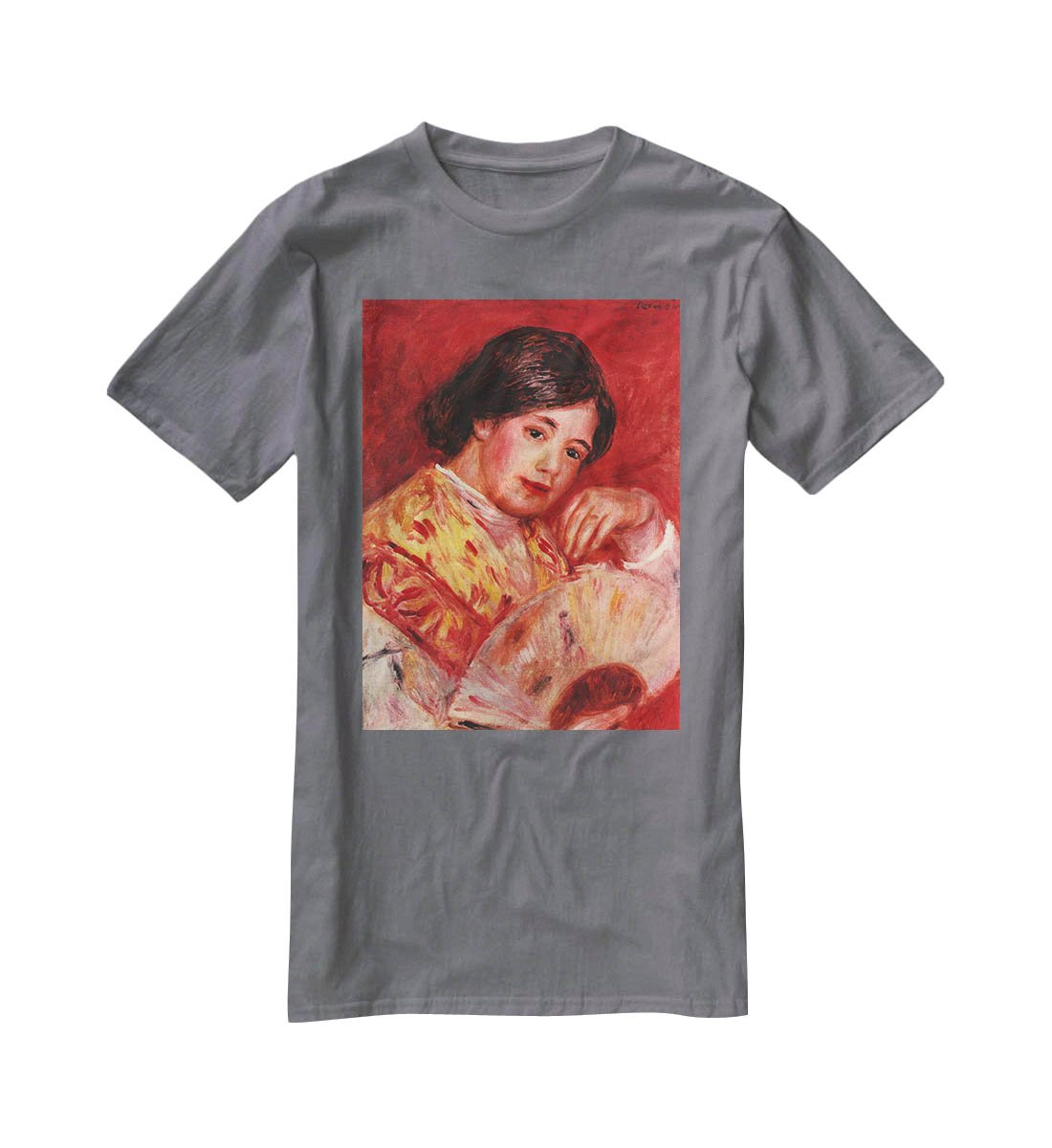 Young girl with fan by Renoir T-Shirt - Canvas Art Rocks - 3