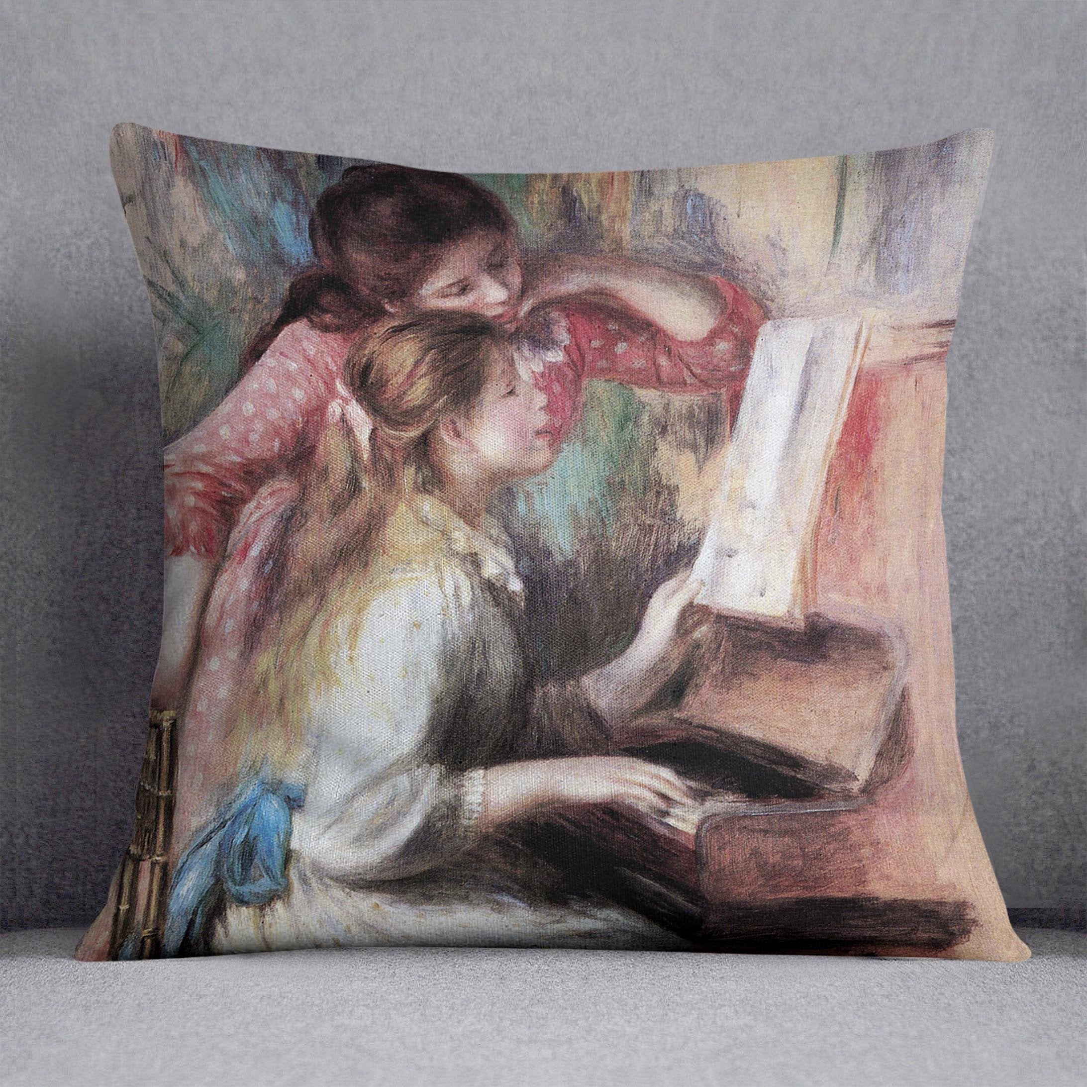 Young girls at the piano 1 by Renoir Throw Pillow