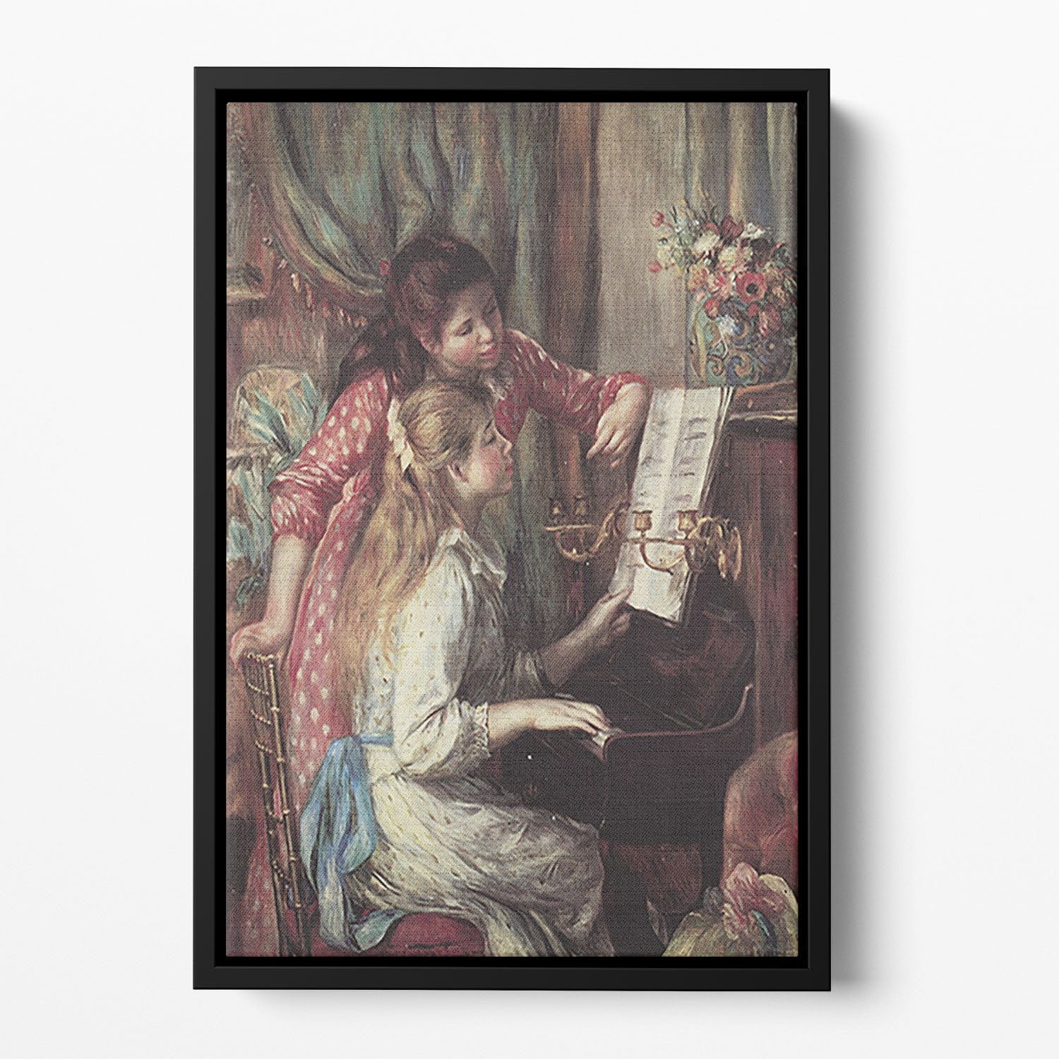 Young girls at the piano 2 by Renoir Floating Framed Canvas