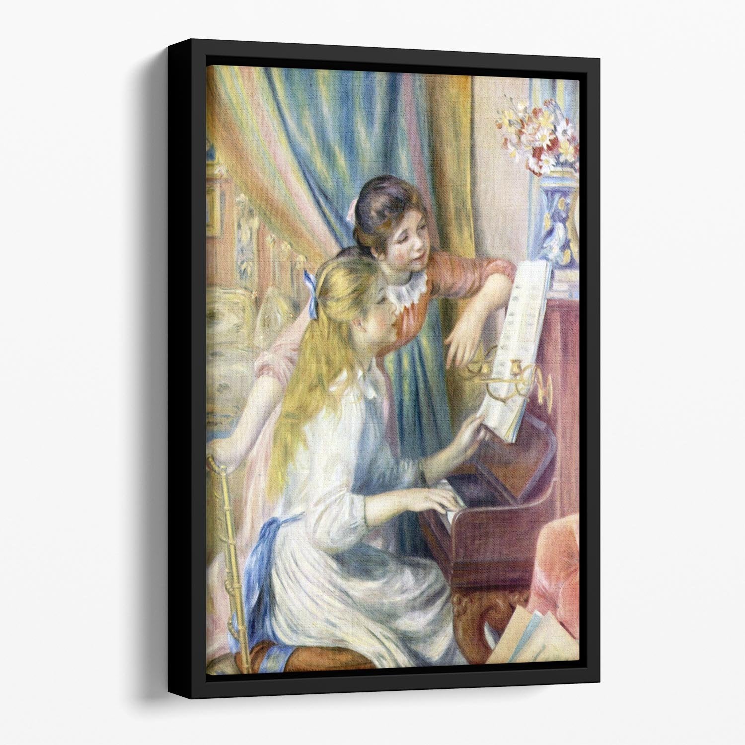 Young girls at the piano 3 by Renoir Floating Framed Canvas