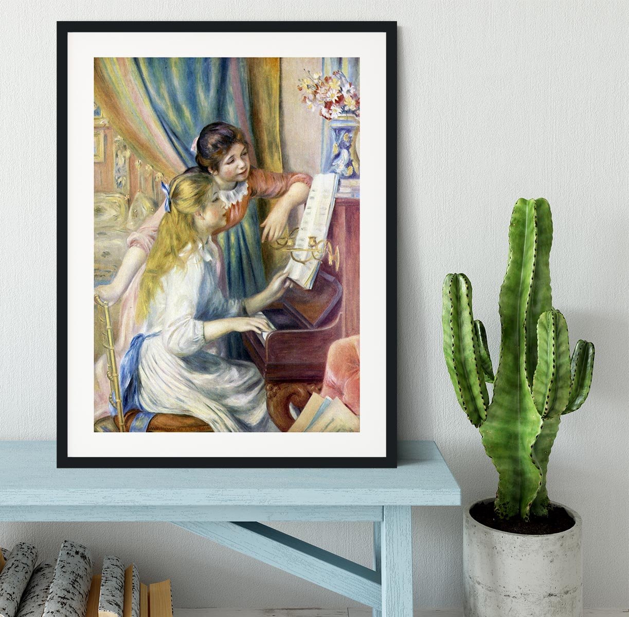 Young girls at the piano 3 by Renoir Framed Print - Canvas Art Rocks - 1
