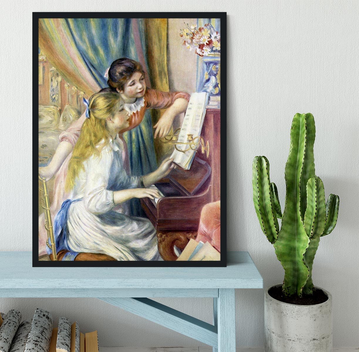 Young girls at the piano 3 by Renoir Framed Print - Canvas Art Rocks - 2