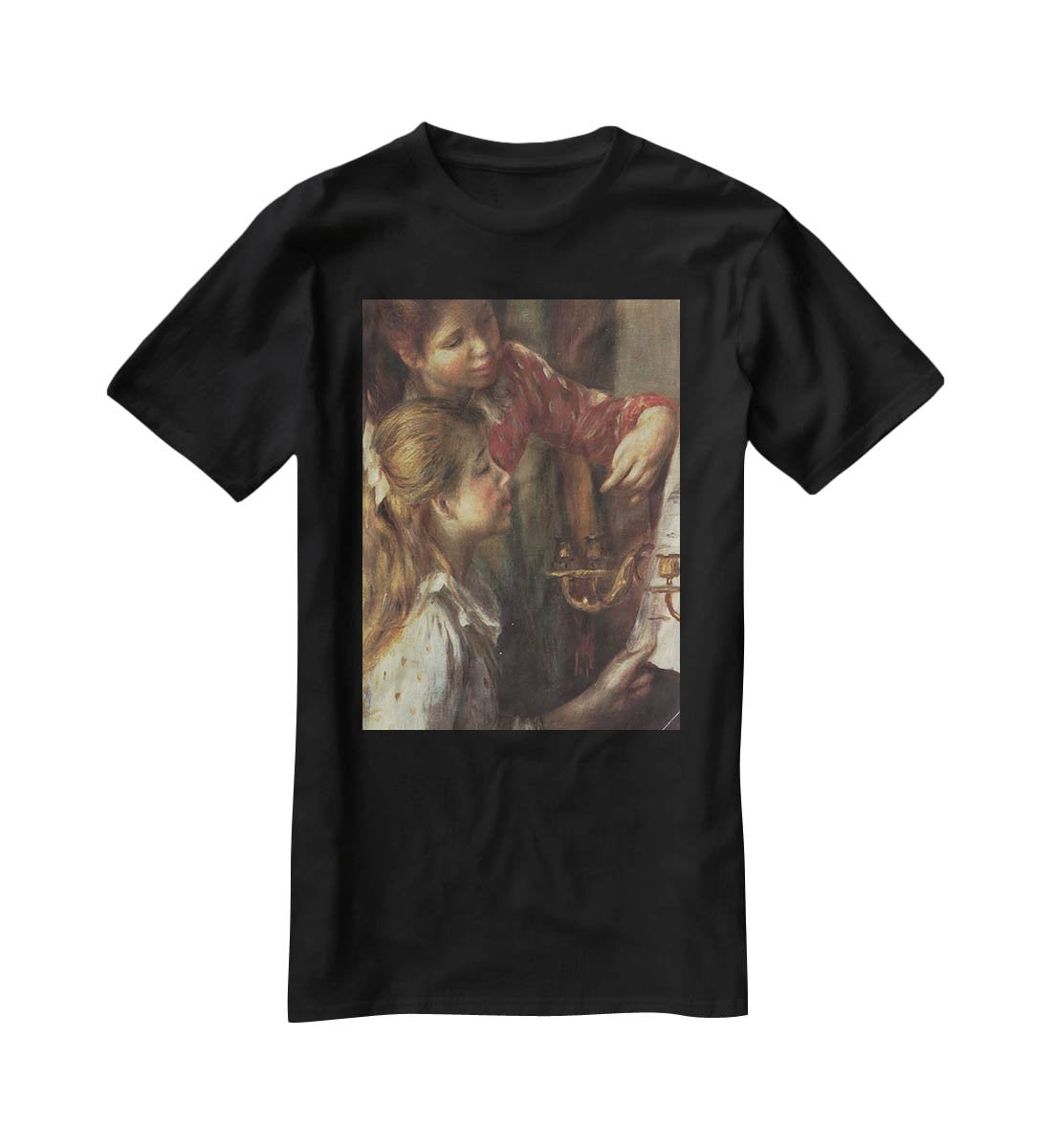 Young girls at the piano Detail by Renoir T-Shirt - Canvas Art Rocks - 1