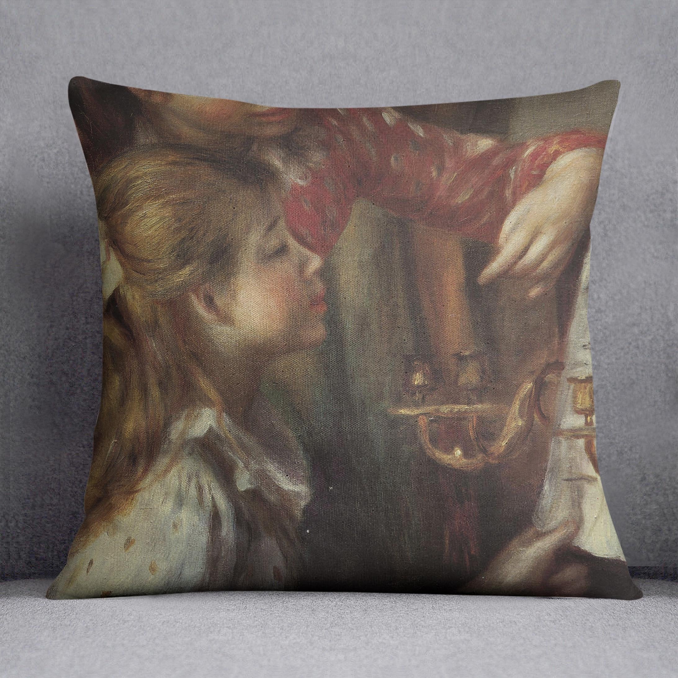 Young girls at the piano Detail by Renoir Throw Pillow