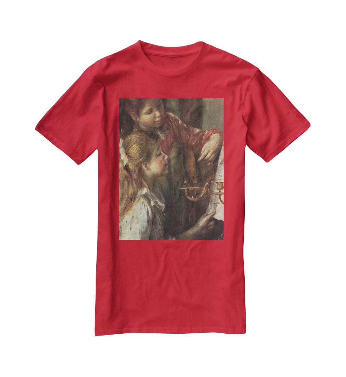 Young girls at the piano Detail by Renoir T-Shirt - Canvas Art Rocks - 4