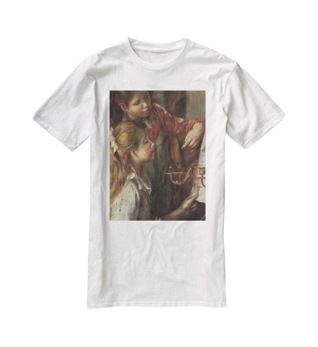 Young girls at the piano Detail by Renoir T-Shirt - Canvas Art Rocks - 5