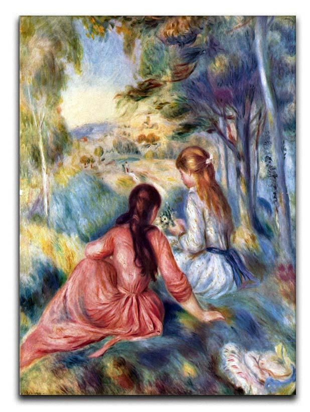 Young girls in the meadow by Renoir Canvas Print or Poster  - Canvas Art Rocks - 1