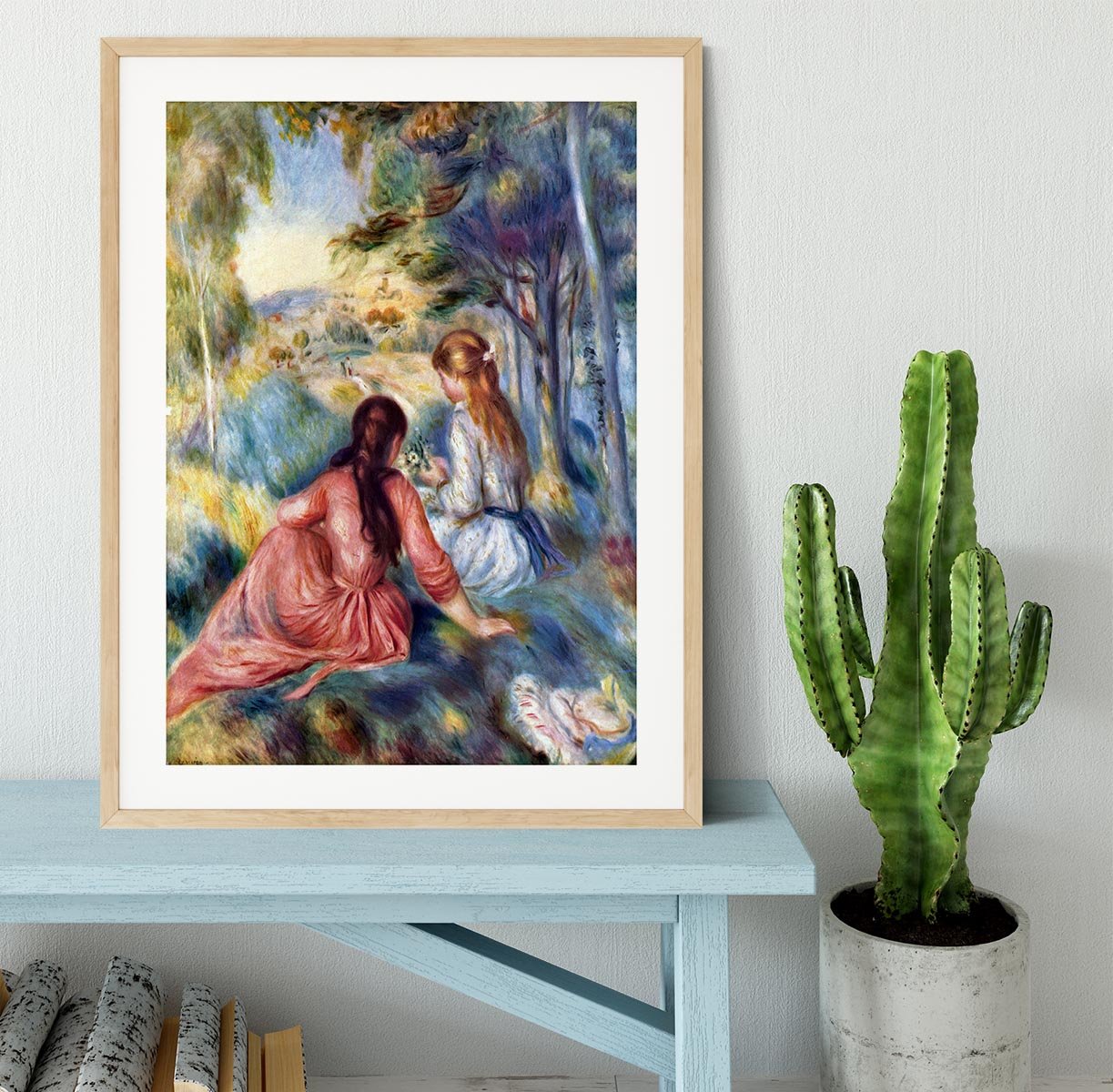 Young girls in the meadow by Renoir Framed Print - Canvas Art Rocks - 3