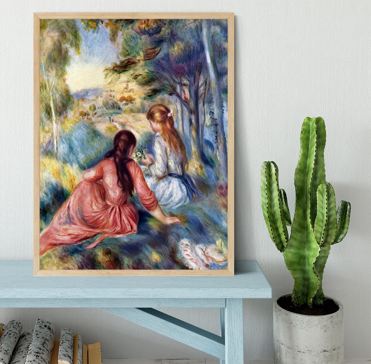 Young girls in the meadow by Renoir Framed Print - Canvas Art Rocks - 4