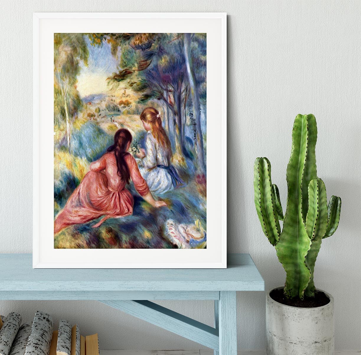 Young girls in the meadow by Renoir Framed Print - Canvas Art Rocks - 5