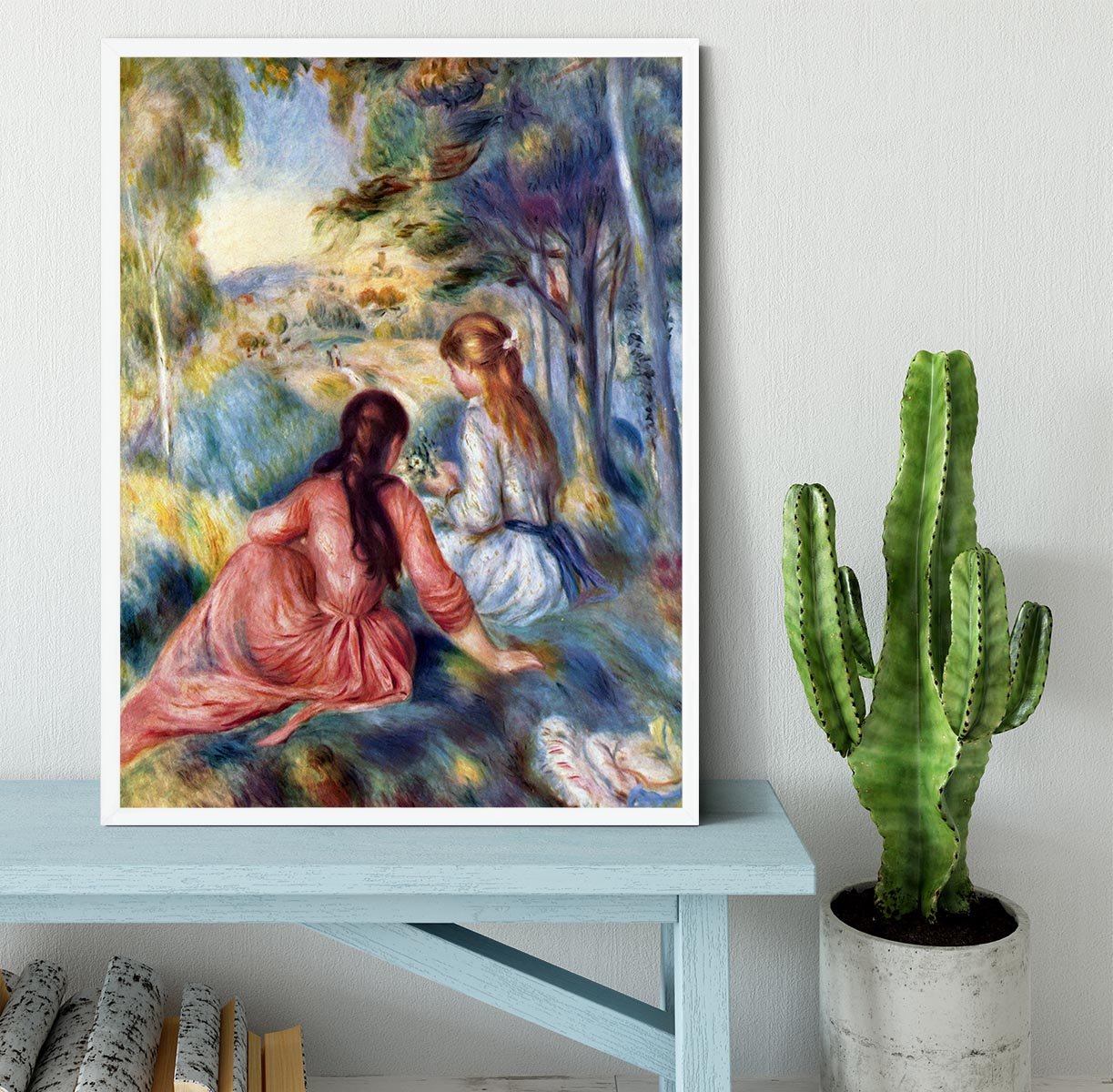 Young girls in the meadow by Renoir Framed Print - Canvas Art Rocks -6