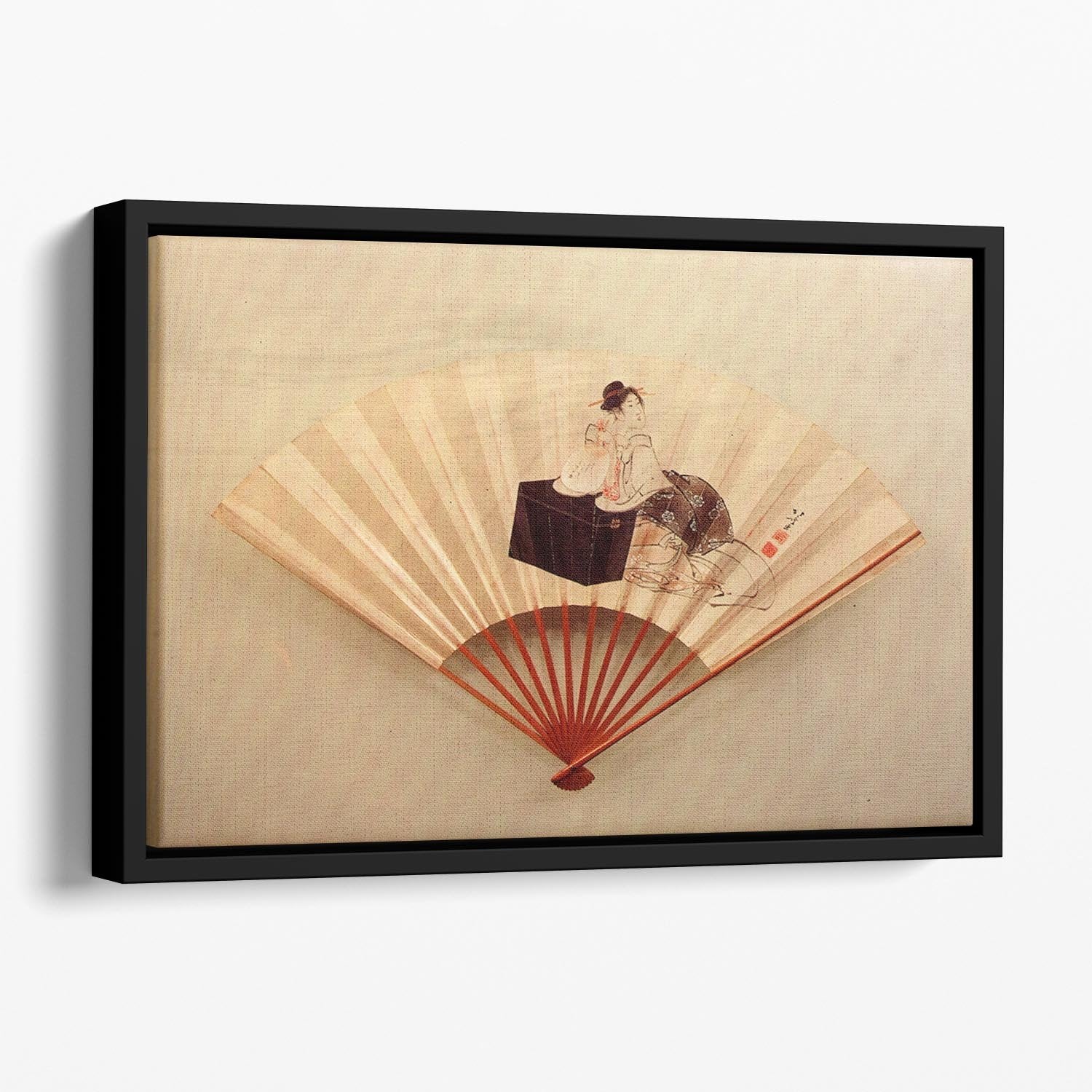 Young lady by Hokusai Floating Framed Canvas