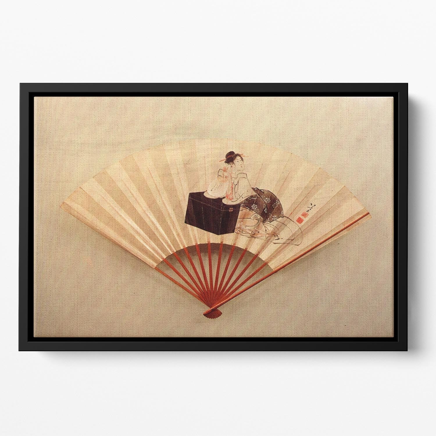 Young lady by Hokusai Floating Framed Canvas