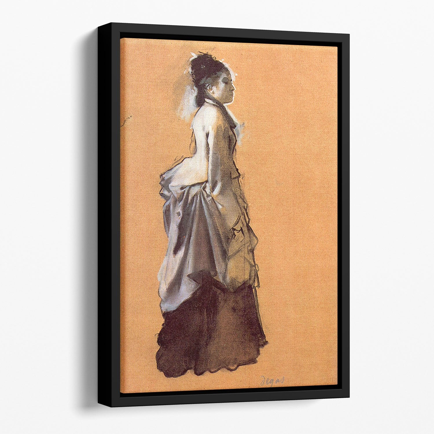 Young lady in the road costume by Degas Floating Framed Canvas