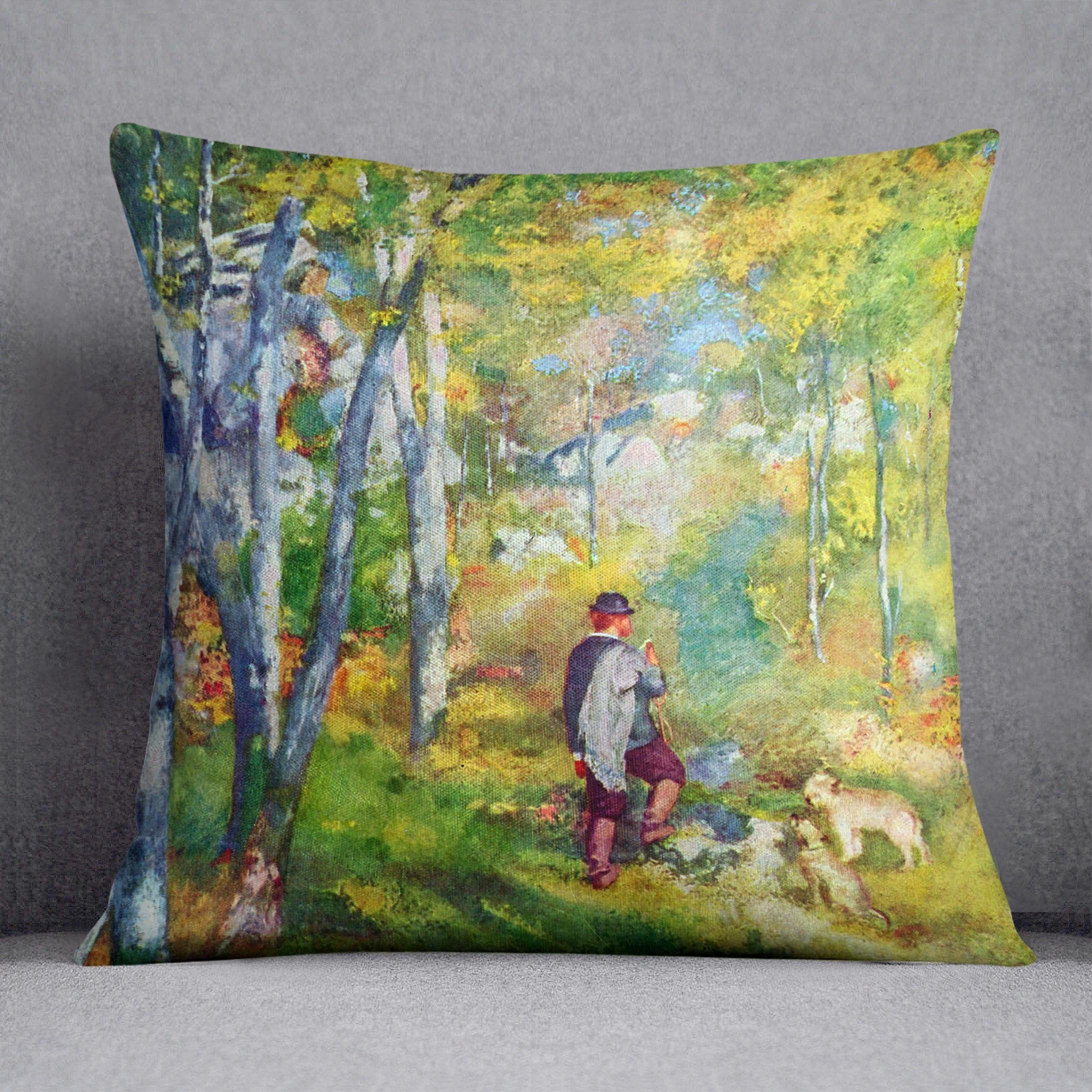 Young man in the forest of Fontainebleau by Renoir Throw Pillow