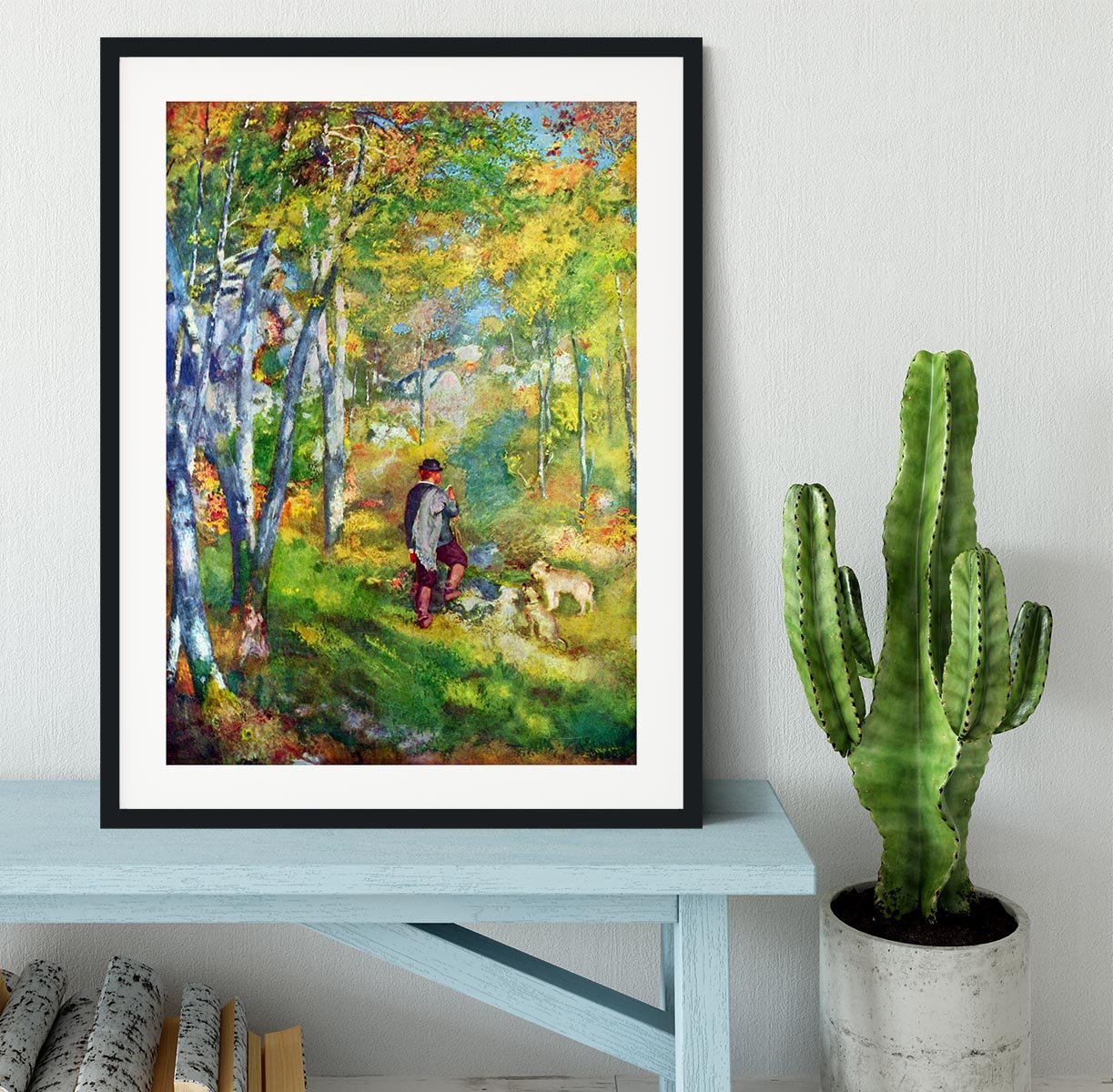Young man in the forest of Fontainebleau by Renoir Framed Print - Canvas Art Rocks - 1