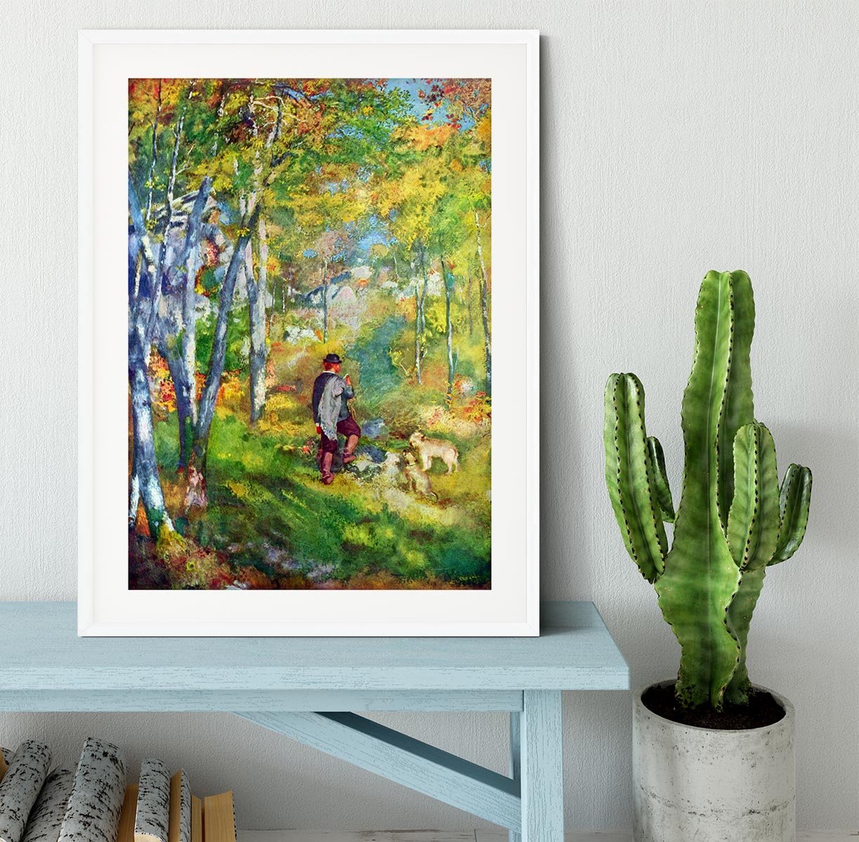 Young man in the forest of Fontainebleau by Renoir Framed Print - Canvas Art Rocks - 5