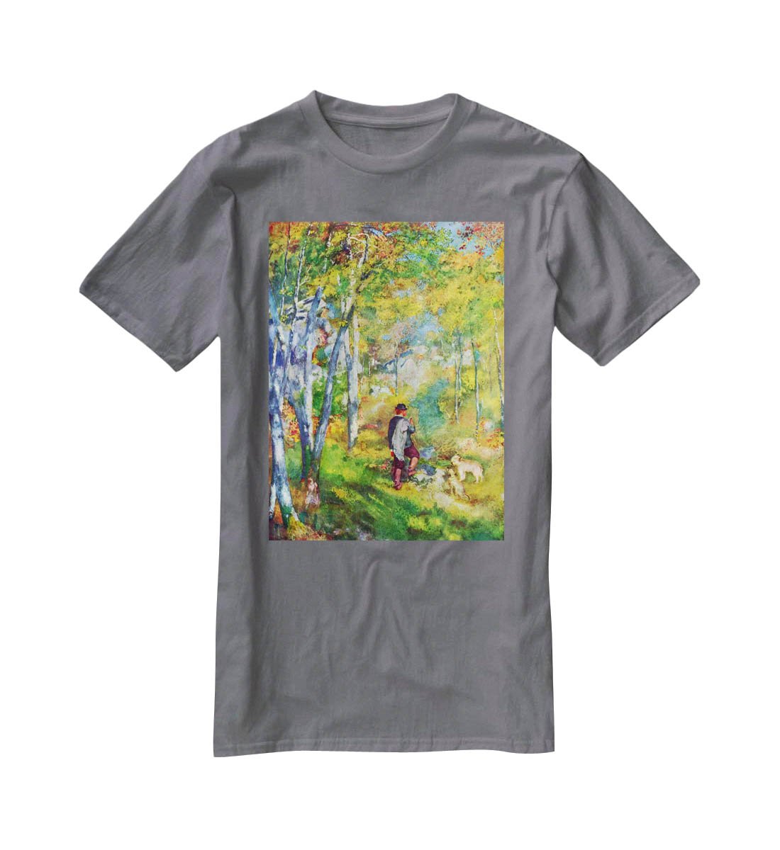 Young man in the forest of Fontainebleau by Renoir T-Shirt - Canvas Art Rocks - 3