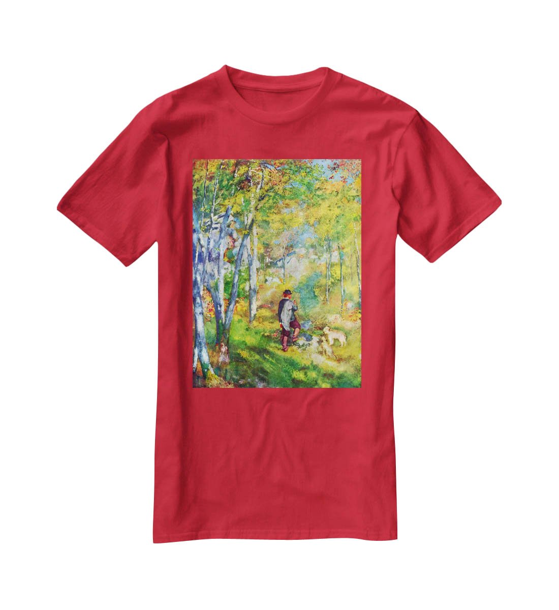 Young man in the forest of Fontainebleau by Renoir T-Shirt - Canvas Art Rocks - 4
