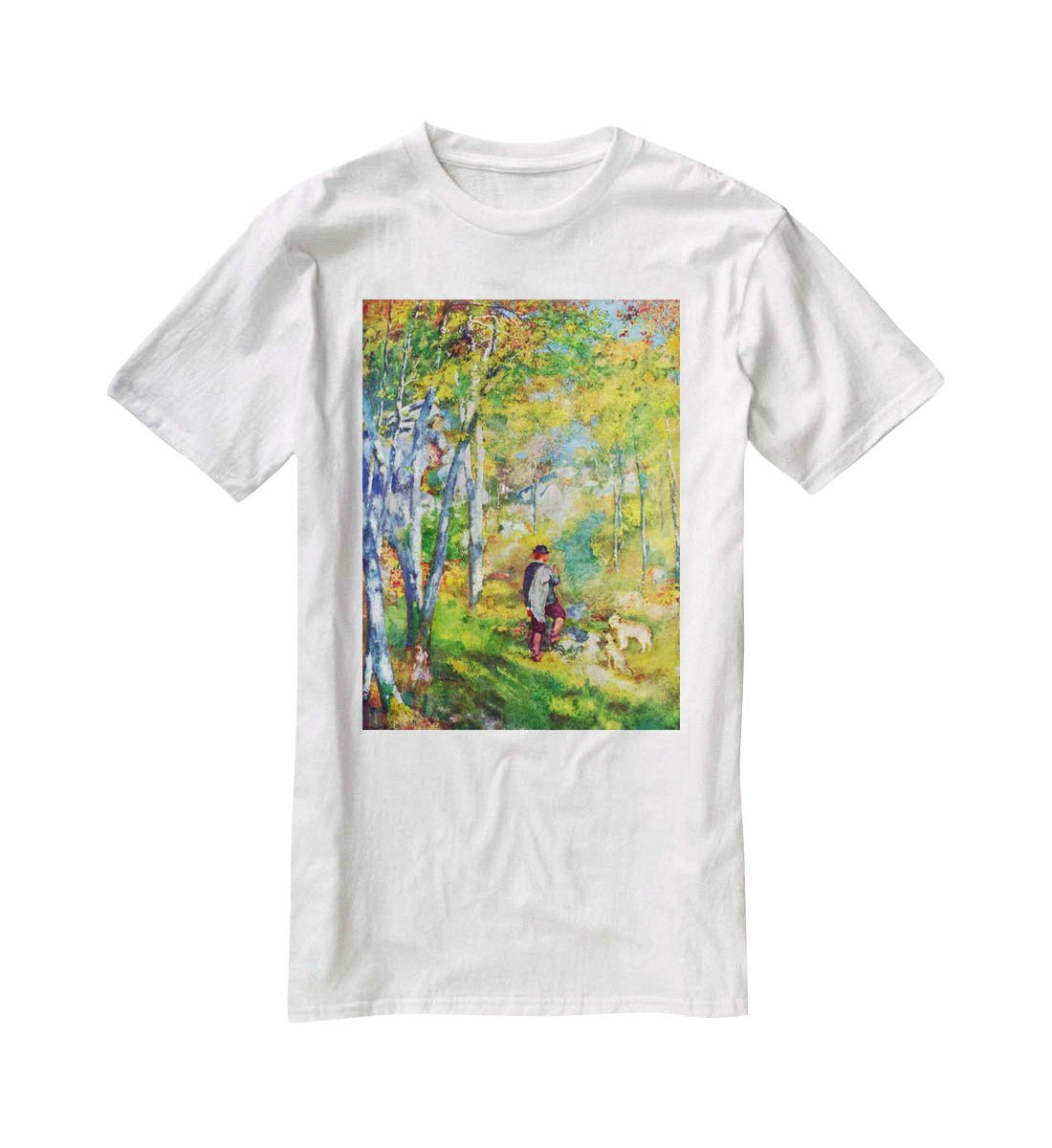 Young man in the forest of Fontainebleau by Renoir T-Shirt - Canvas Art Rocks - 5