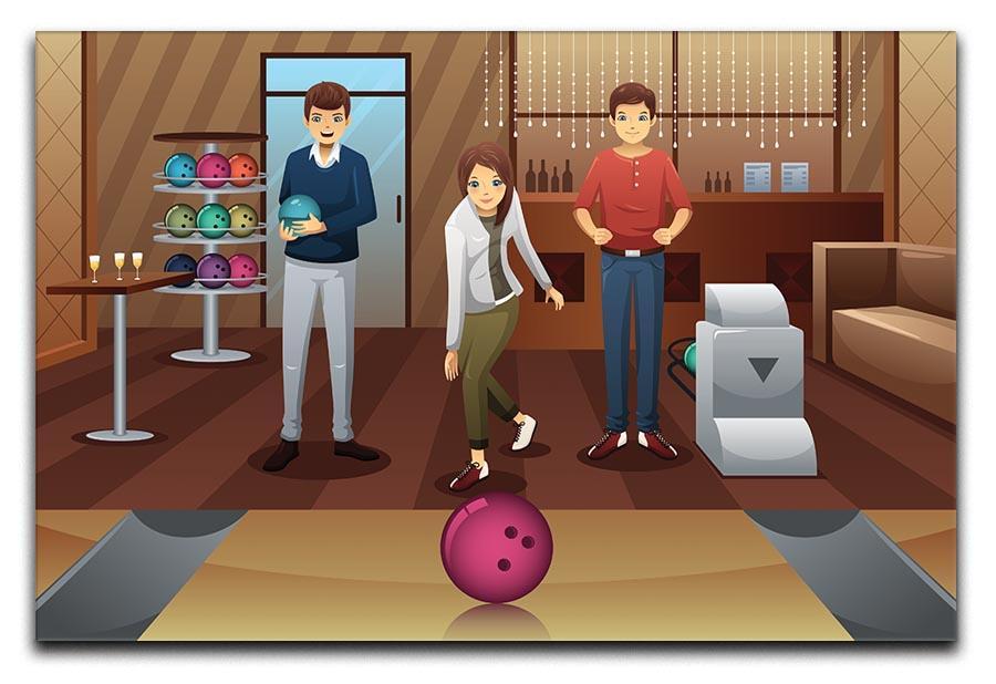 Young people playing bowling together Canvas Print or Poster  - Canvas Art Rocks - 1